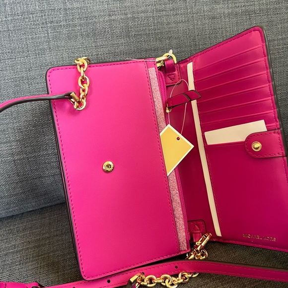 NWT MICHAEL KORS JET SET CHARM SMALL PHONE CHAIN CROSSBODY BAG CLUTCH - Picture 7 of 11